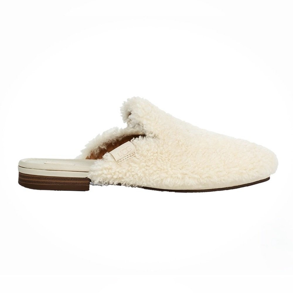 UGG Janaya Cozy Genuine Sheepskin-Topped Mules Womens Sz 10 Slip Ons in White